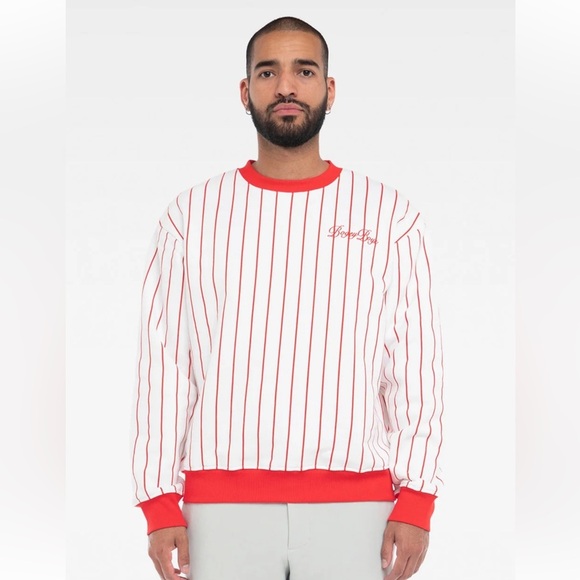 BOGEY BOYS PINSTRIPE CREWNECK - RED MENS SIZE MEDIUM - Picture 8 of 9